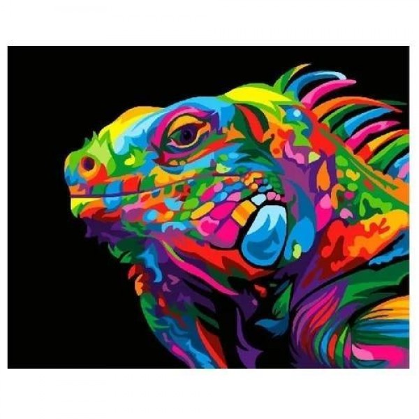 Broderie Diamant Iguane Multicolore