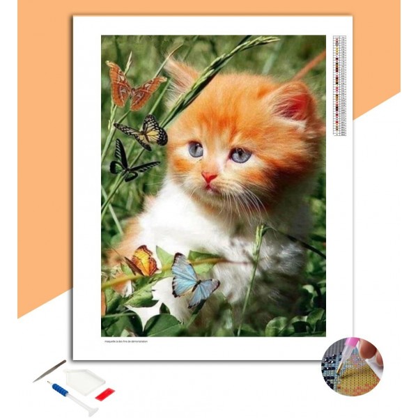 Broderie Diamant Chat Roux