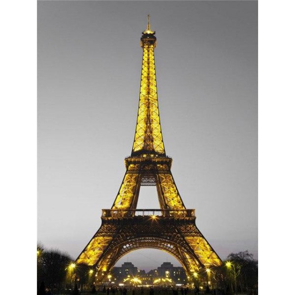 Broderie Diamant Tour Eiffel Eliminée sur fond noir et blanc