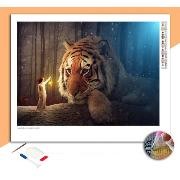 Broderie Diamant Sagesse du Tigre