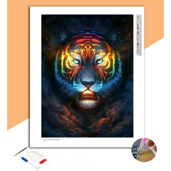 Broderie Diamant Tigre Céleste
