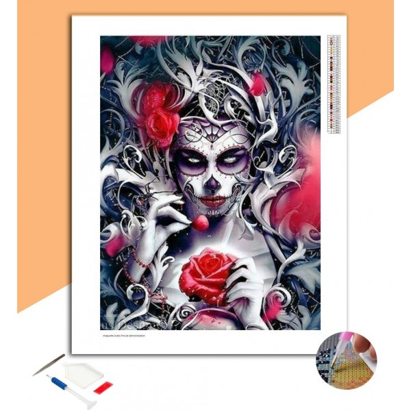 Broderie Diamant Santa Muerte Fruit Maléfique