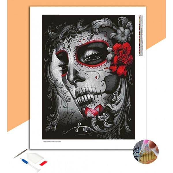 Broderie Diamant Visage Maquillé Santa Muerte