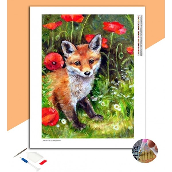 Broderie Diamant Renardeau & Fleurs