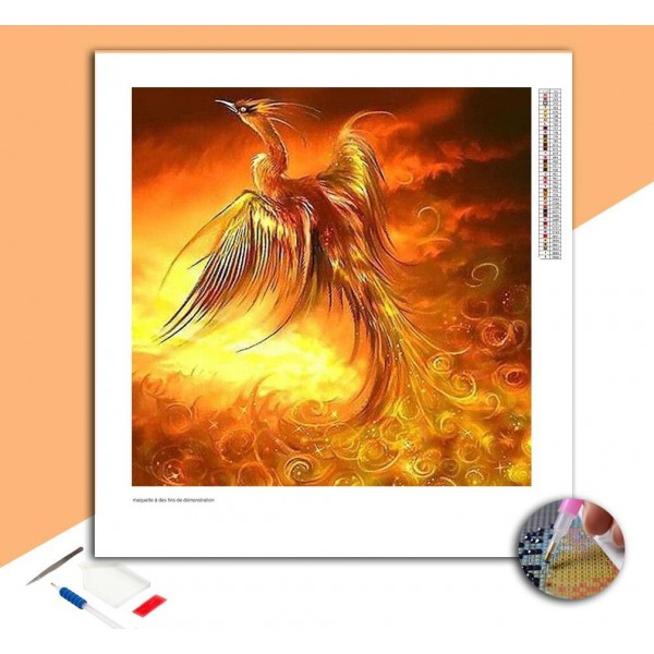 Broderie diamant Phénix en vol