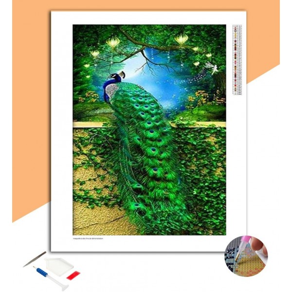 Broderie diamant Paon Camouflé