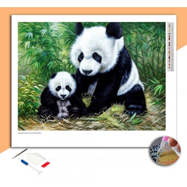 Broderie Diamant Panda Mère & Fils