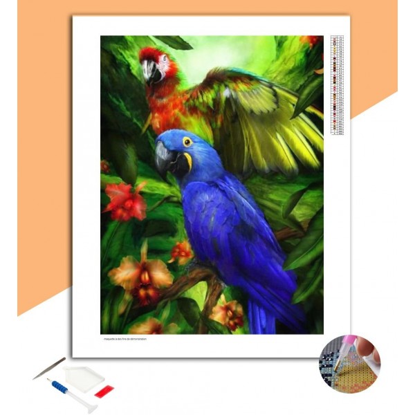 Broderie Diamant Perroquet Bleu