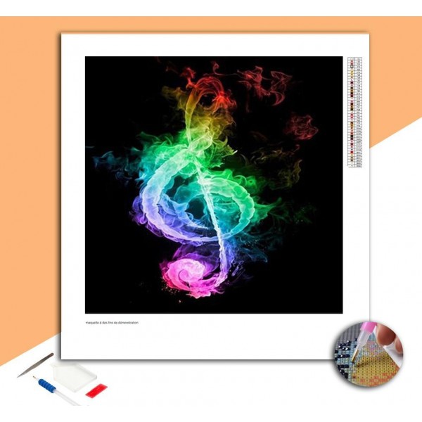 Broderie Diamant Clé de Sol Multicolore