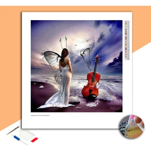 Broderie Diamant Fée Violoniste