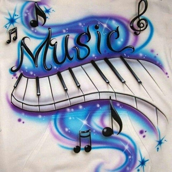 Broderie Diamant Piano & Notes "Music"
