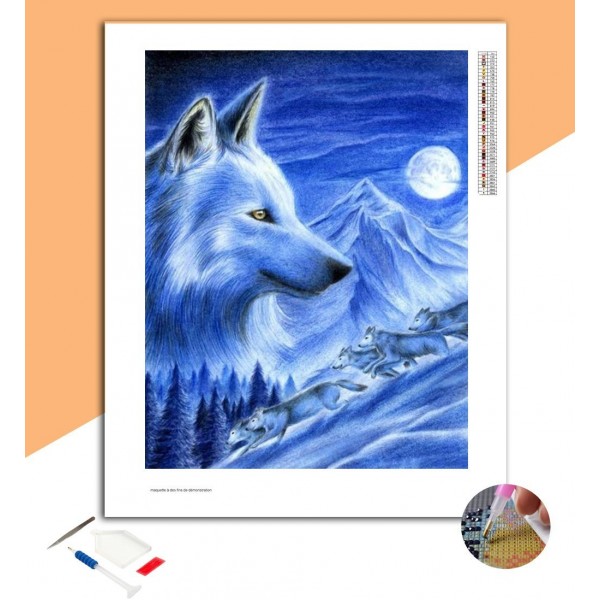 Broderie Diamant Loup des montagnes