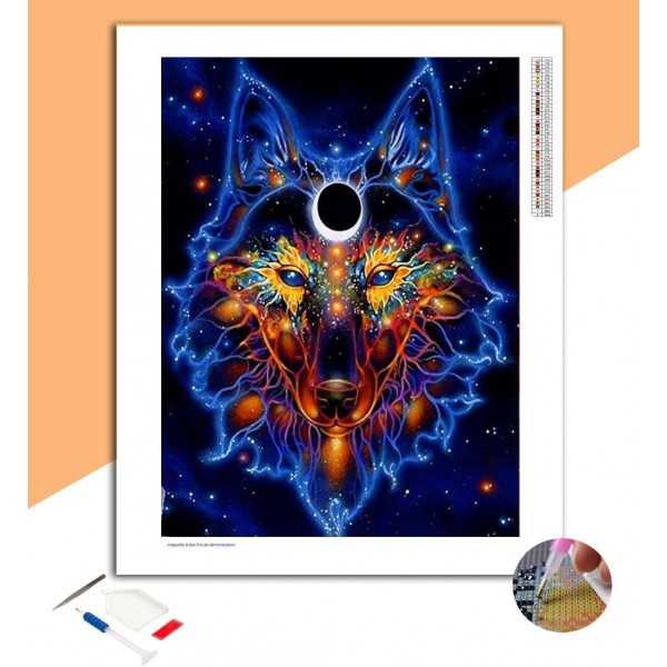Broderie Diamant Loup Père Spirituel