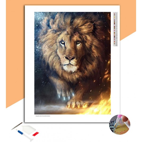 Broderie Diamant Lion des éléments