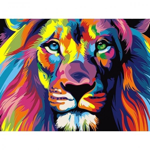 Broderie Diamant Lion Multicolore