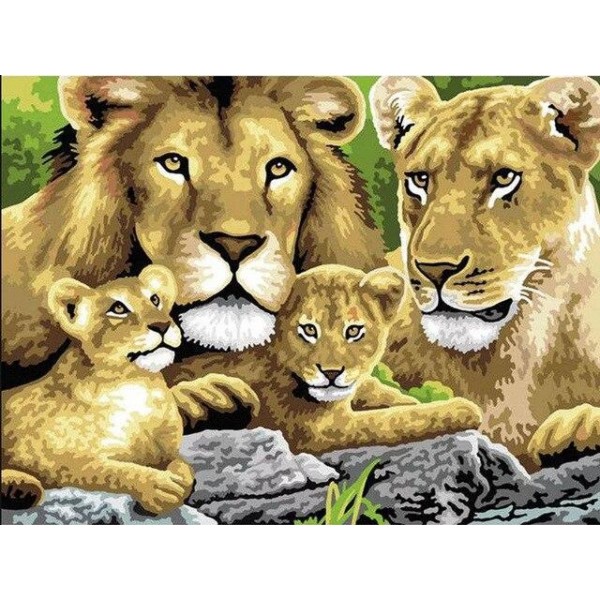 Broderie Diamant Lions Photo de Famille