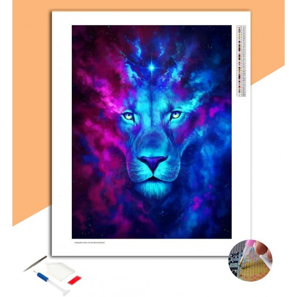 Broderie Diamant Lion Céleste