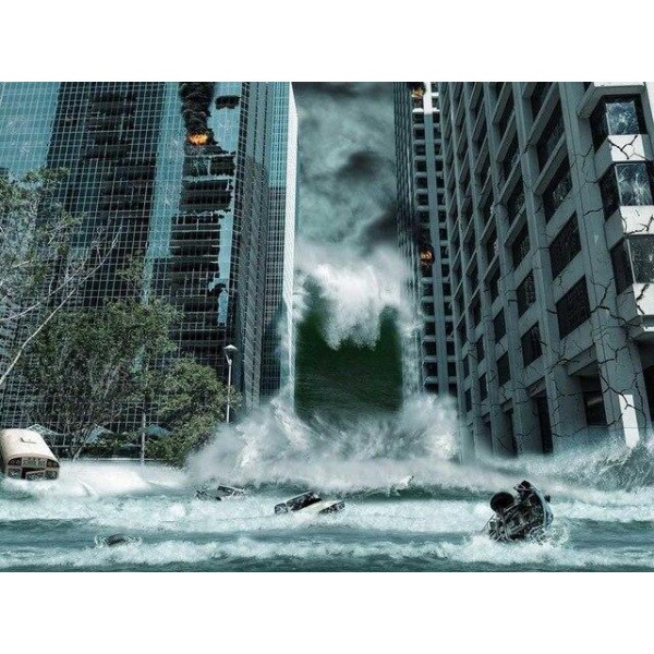 Broderie Diamant Tsunami en pleine ville