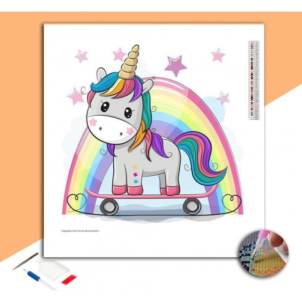 Broderie Diamant Licorne Arc en ciel