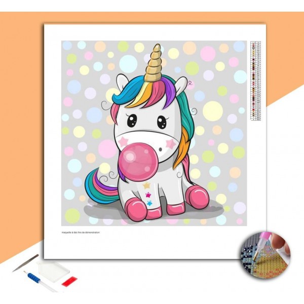 Broderie Diamant Licorne Bulle de Chewing Gum