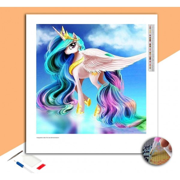 Broderie Diamant Licorne à grande crinière