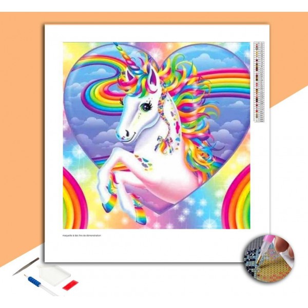 Broderie Diamant Licorne Cœur