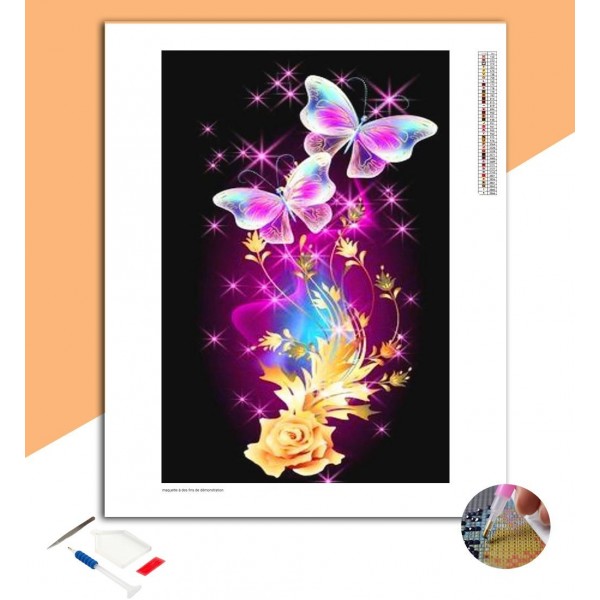 Broderie Diamant Papillons Etoilés