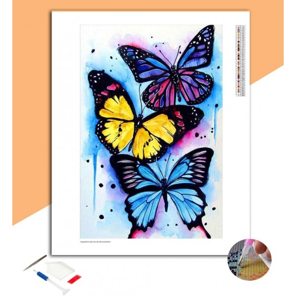 Broderie Diamant Papillons Aquarelle