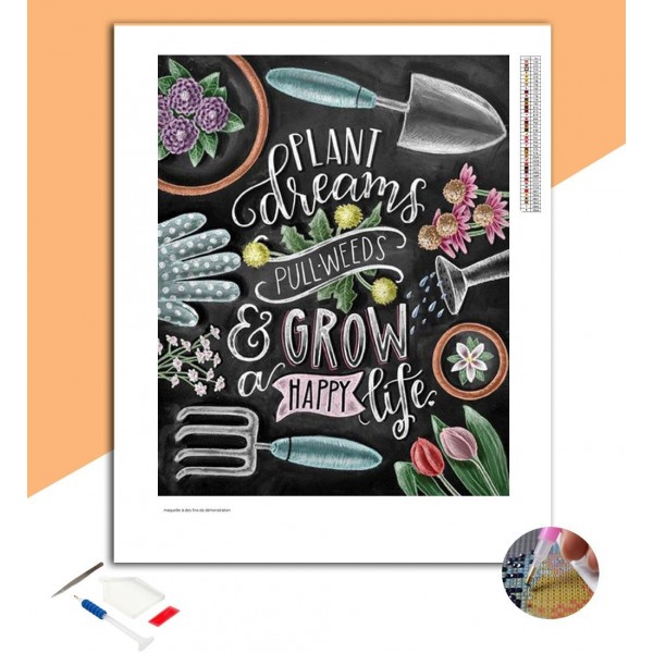 Broderie Diamant Inscriptions Jardinage