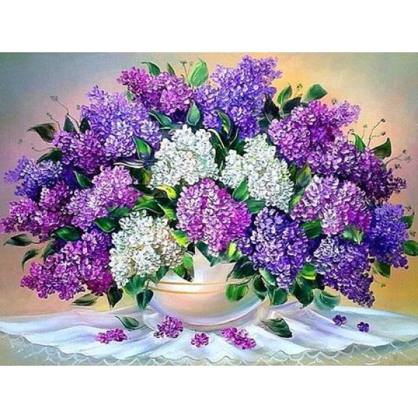 Broderie Diamant Bouquet de lilas en fleur