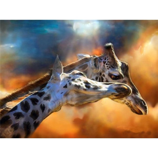 Broderie Diamant Couple de girafes