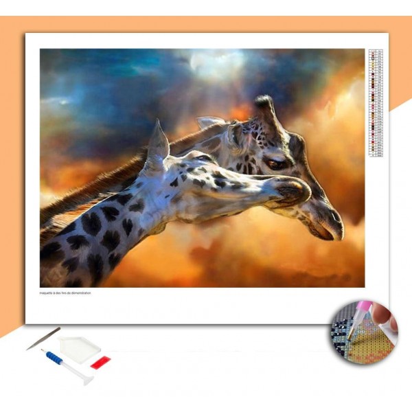 Broderie Diamant Couple de girafes