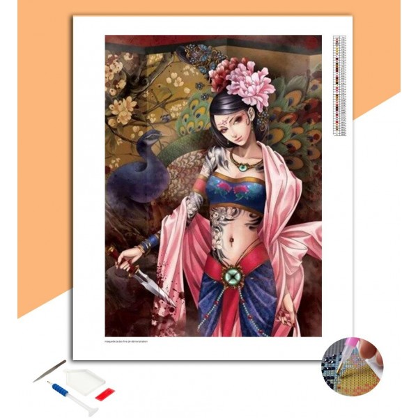 Broderie Diamant Femme avec un Poignard