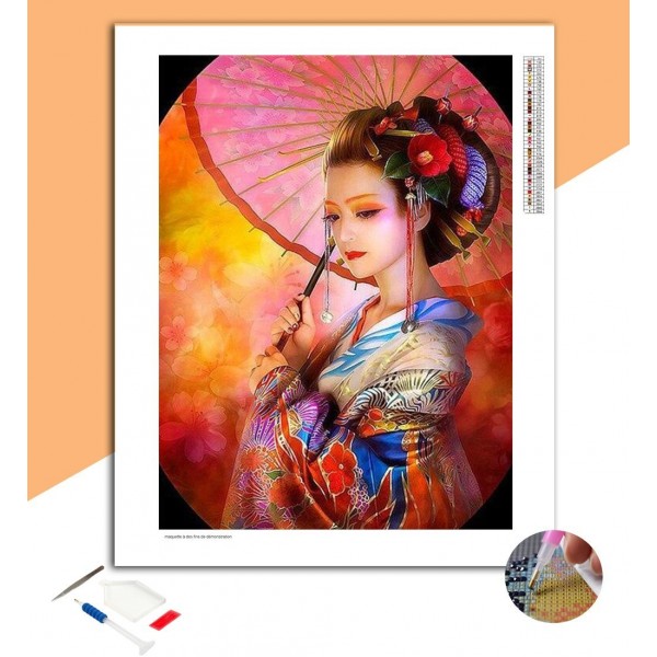 Broderie Diamant Japonaise avec un parapluie