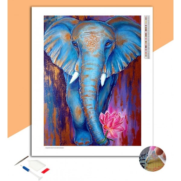 Broderie Diamant Peinture Éléphant Bleu