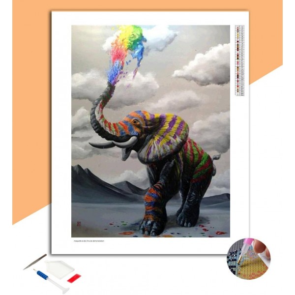 Broderie Diamant Éléphant & Peinture