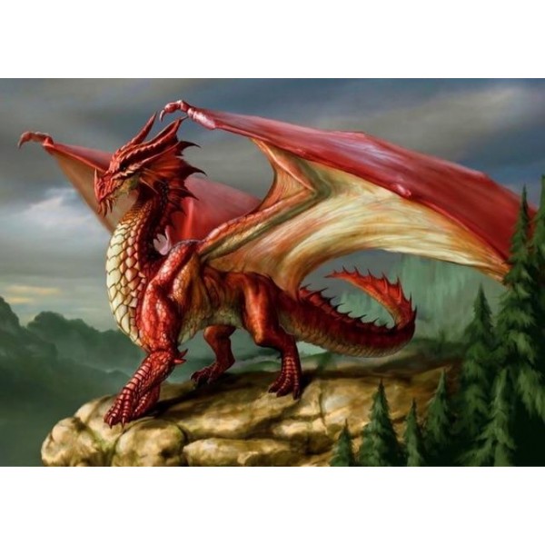 Broderie Diamant Grand Dragon Rouge