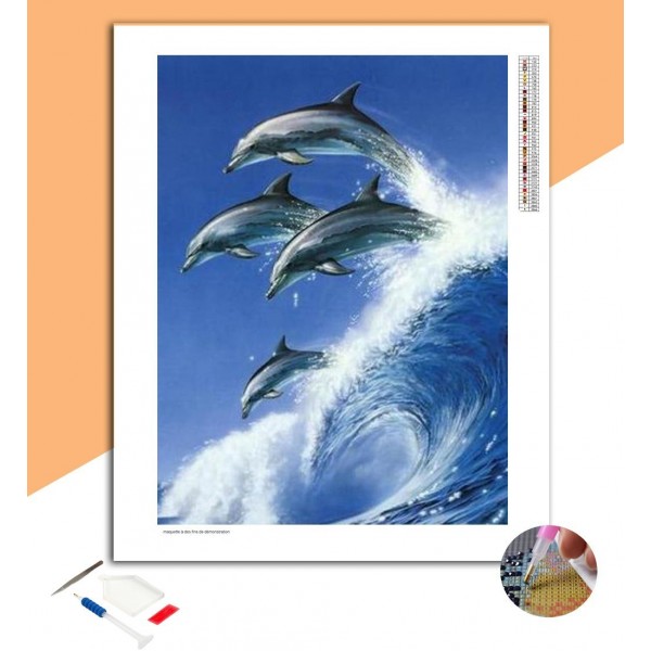 Broderie Diamant Dauphins Grand Bond