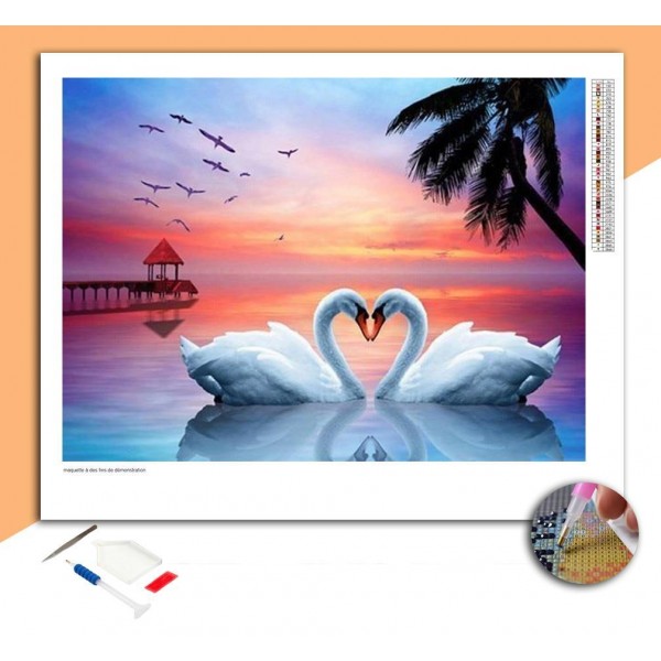 Broderie diamant Cygnes & Oiseaux