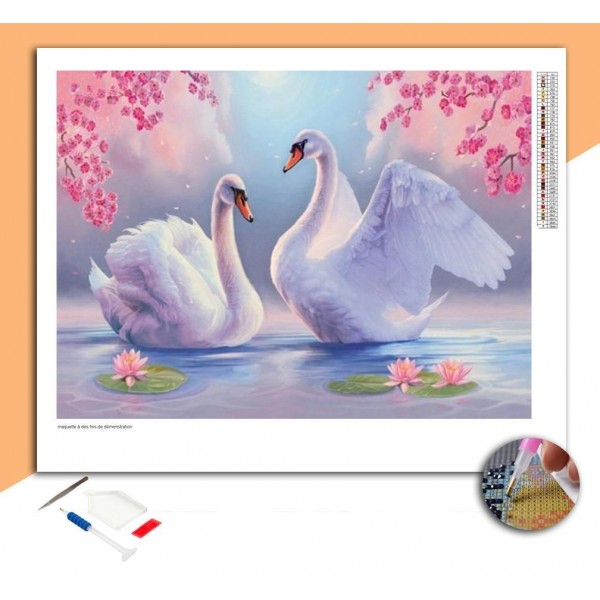 Broderie diamant Couple de Cygnes