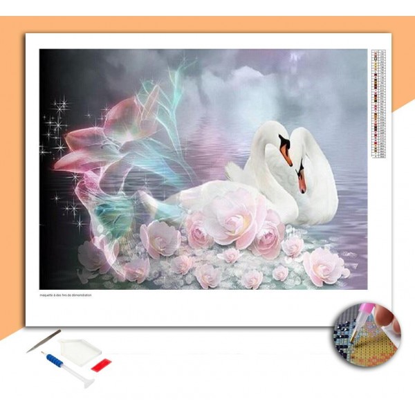 Broderie diamant Cygnes Fantastiques