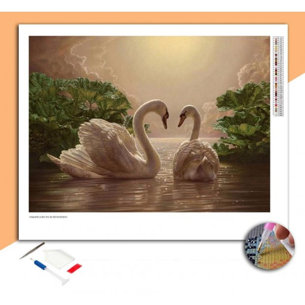Broderie diamant Grands Cygnes Blancs
