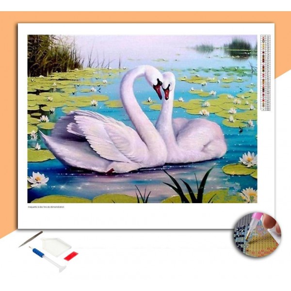 Broderie diamant Cygnes & Nénuphars