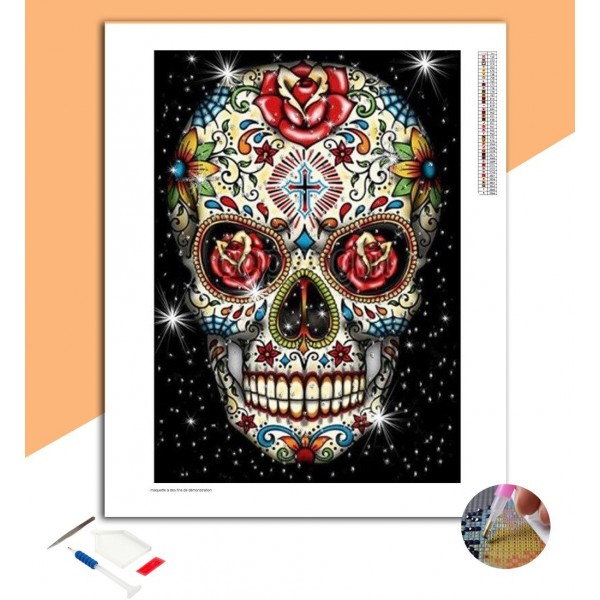 Broderie Diamant Crâne Chrétien