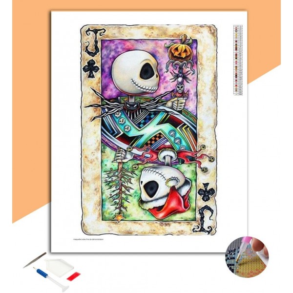 Broderie Diamant Carte Valet "Version Crâne"