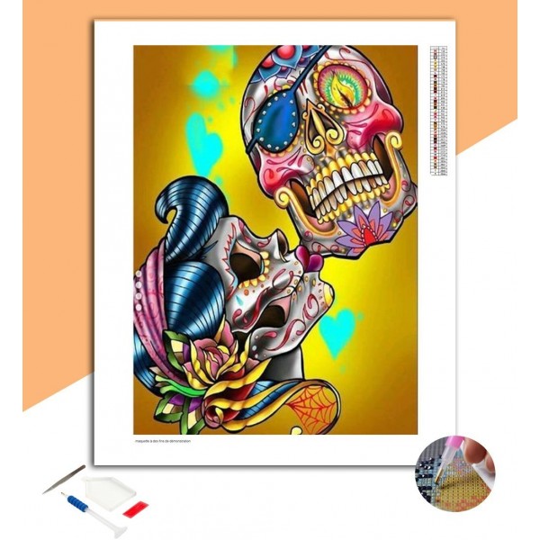 Broderie Diamant Baiser du Crâne