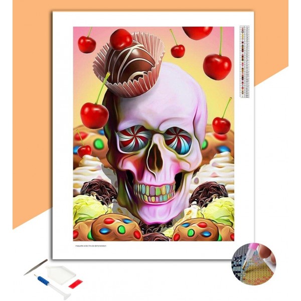 Broderie Diamant Crâne de sucreries