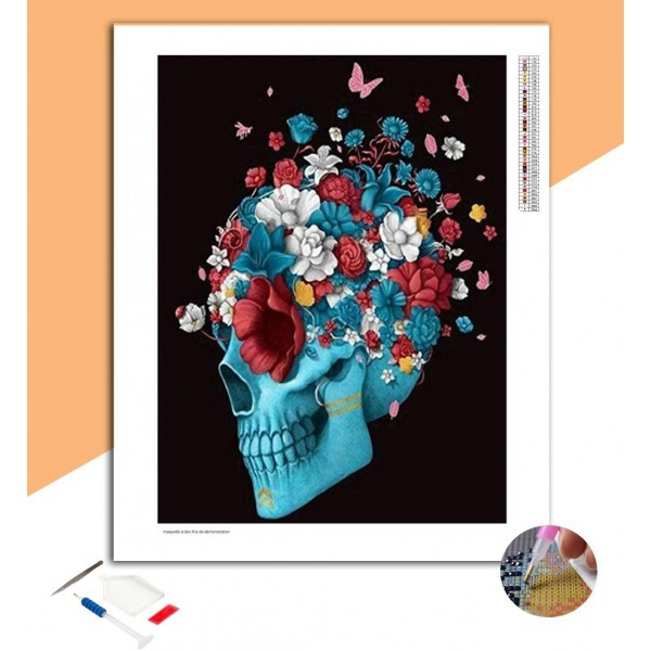 Broderie Diamant Tête de mort Mexicaine