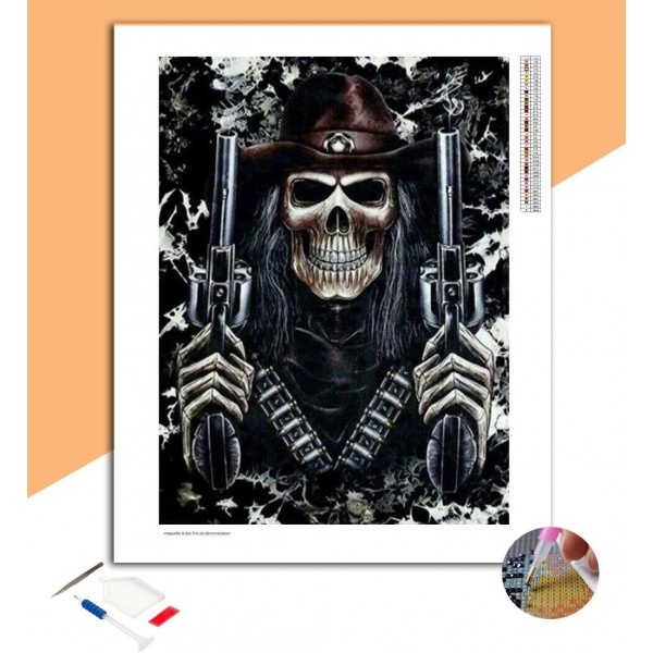 Broderie Diamant Squelette du Cow Boy