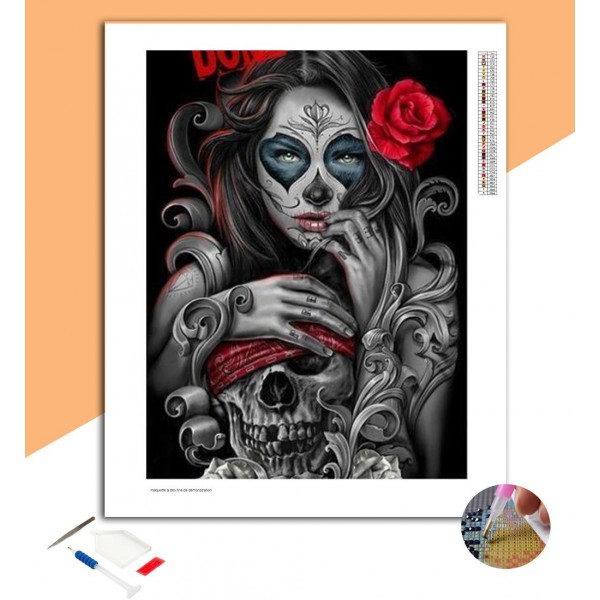 Broderie Diamant Santa Muerte & Tête de mort